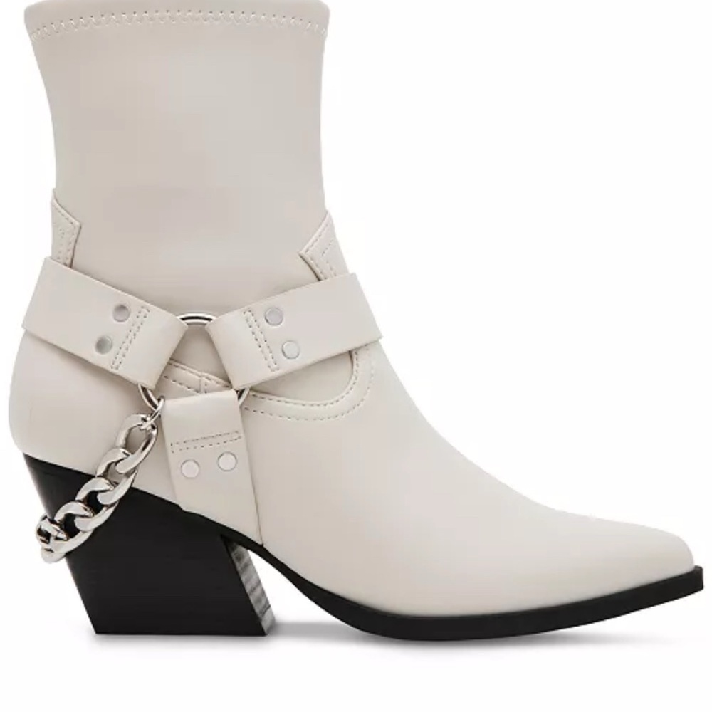 Dolce Vita Cream Ankle Boots with Harness Detail